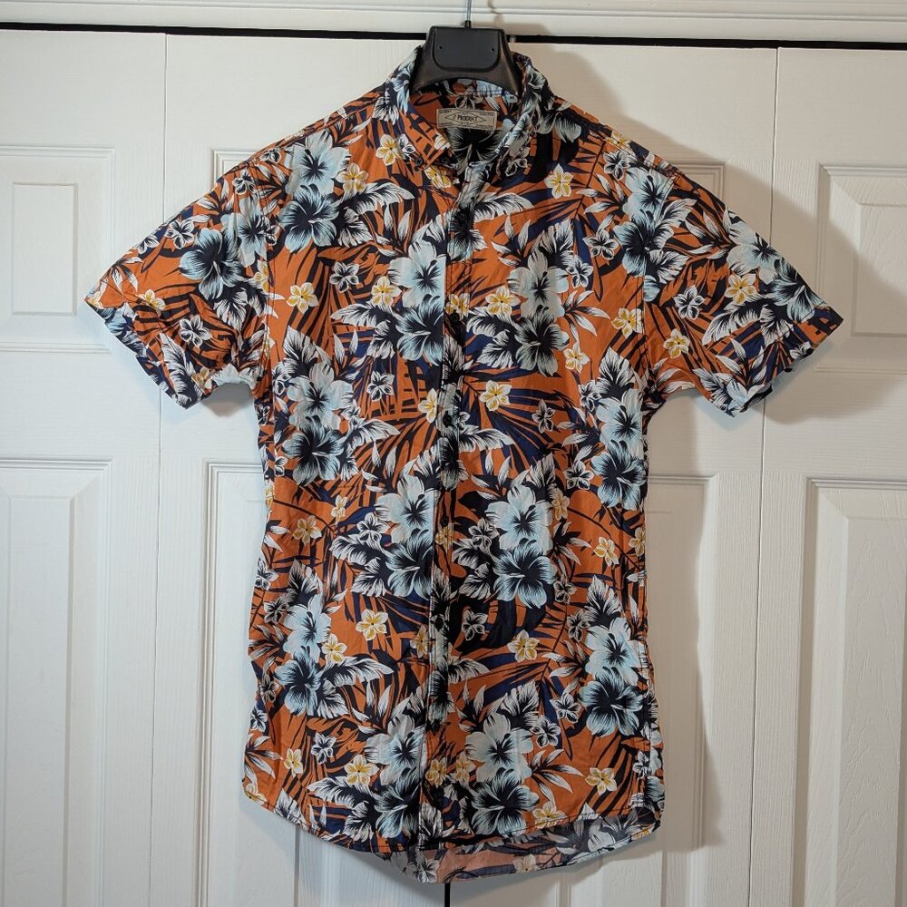 Produkt Floral Button Down Short Sleeve Men's Shirt - Orange - Size M